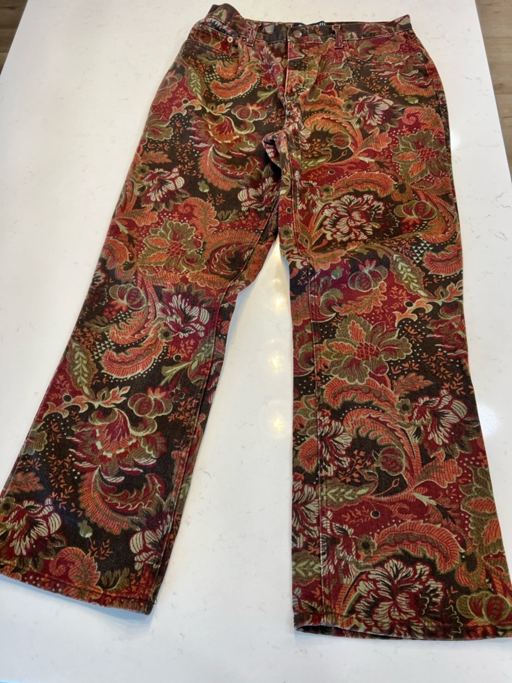 Vintage 90s  Bill Blass High-Waisted "Tapestry" Print Pants Size 12 Women